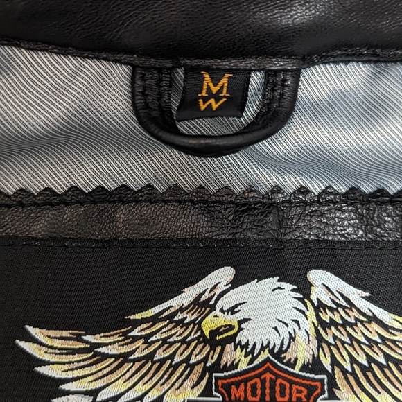 Harley Davidson Leather Jacket Studded Logo/Wings on Back & Sleeves NWOT - Picture 13 of 15